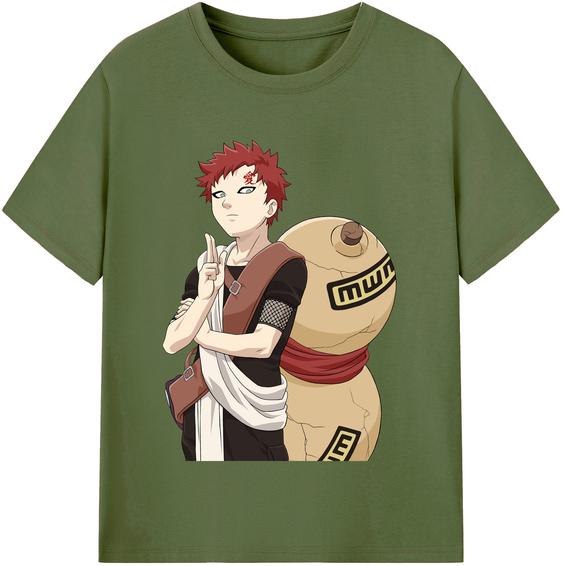 （画像用） NARUTO -ナルト- ガアラ Gaara 綿100％半袖Tシャツ（フロントプリント）